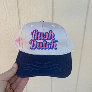 Dutch Bros Coffee Rush Dutch Snapback Hat Unisex Cream Blue Embroidered Rare